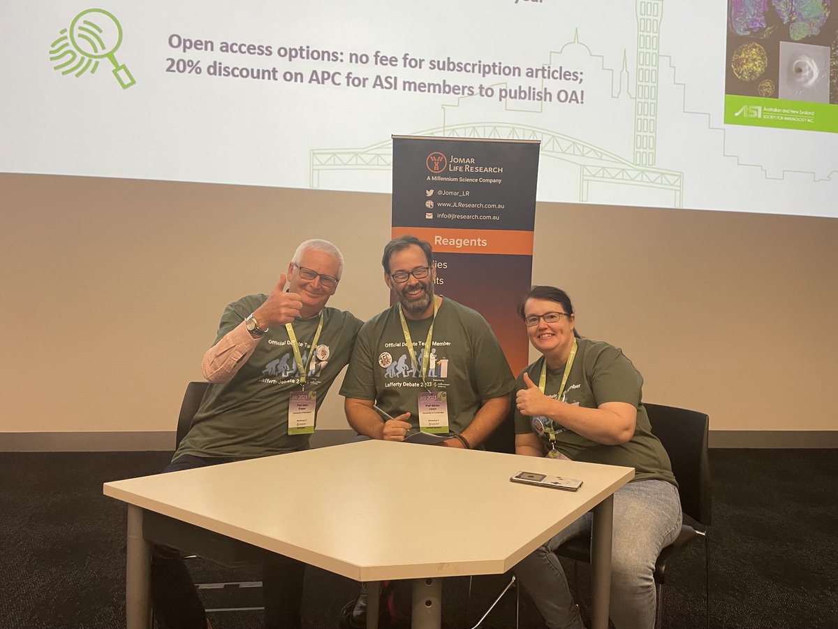 mscienceaustnz's tweet photo. It’s about to start!!!! The #LaffertyDebate at #ASI2023NZ
@ASImmunology
Who’s gonna win???!
Can you or can’t you teach an old immune system new tricks???
Let’s find out! https://t.co/hLABvIkGan