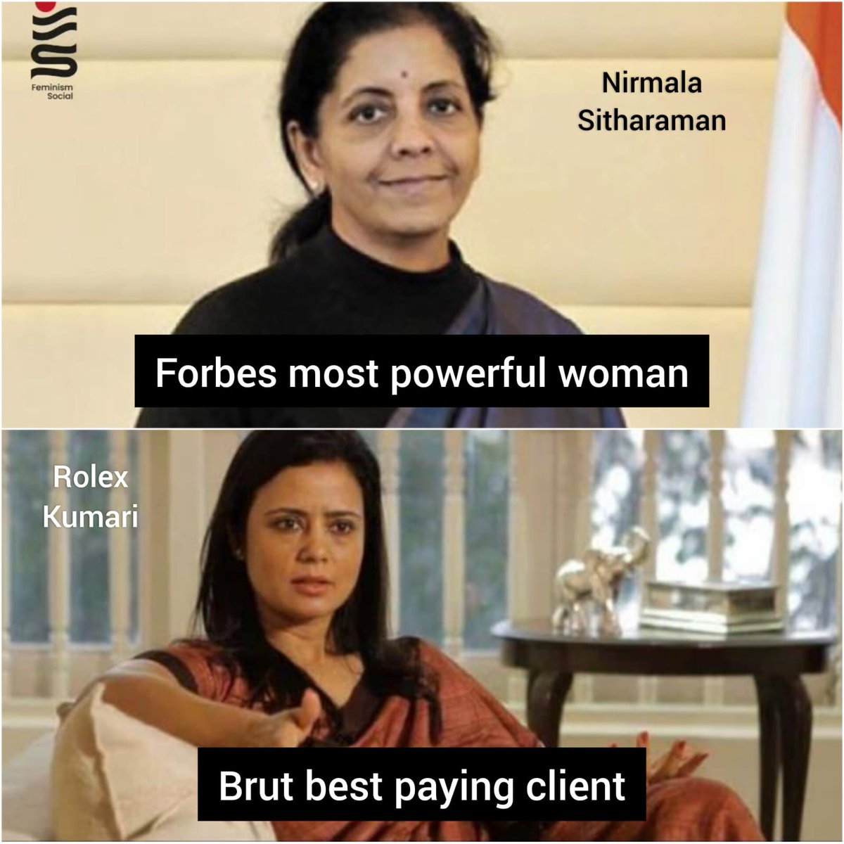 total_woke_'s tweet photo. Difference

#NirmalaSitharaman #MahuaMoitra https://t.co/IN02suzuYc