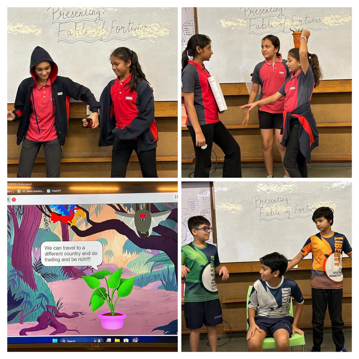 ShivaliMori's tweet photo. Embracing creativity & showcasing ‘Excellence’ ! Students brought ‘Fable of Fortunes’ from Empowering English to life through drama, mime, poetry, comic strip & more. Diverse talents shining bright #FSways #schoolvalues #FShappenings #IBPYP https://t.co/6zb3sva9Iz