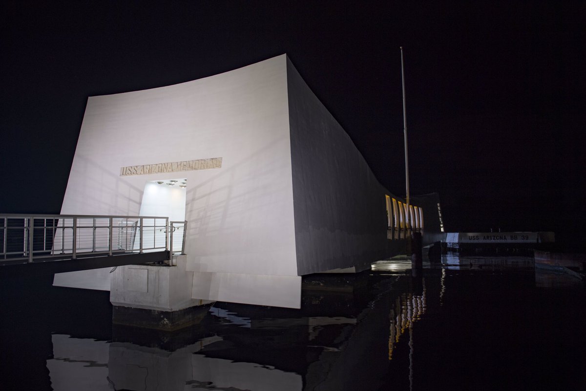 USSArizona's tweet image. Good evening from Pearl Harbor, Hawai‘i. We are honored once again that so many are following along. In doing so, we remember the USS Arizona, her crew and all those present on Oahu on Dec. 7, 1941. We continue with the pre-attack 24 hour timeline. 
#PearlHarbor82