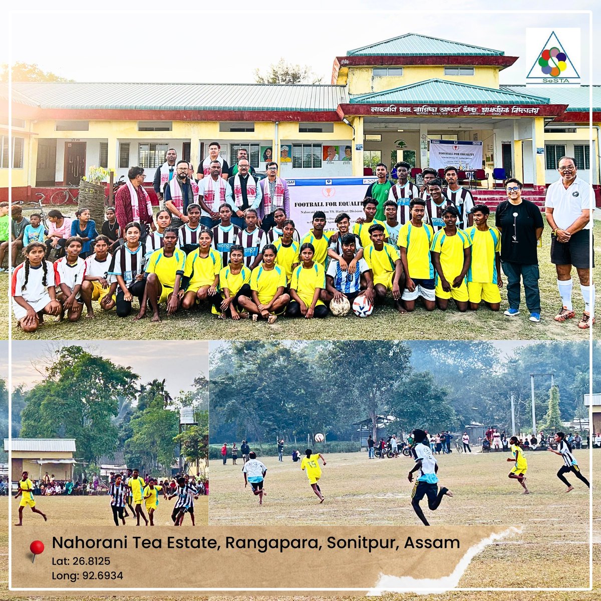 sestaorgindia's tweet photo. ⚽️✨ SeSTA, under the WSAF project, hosted a groundbreaking Equality Football Match at Nahorani T.E.! Graced by notable figures and led by referee Udan Sahariah, a veteran player, the event kicked for equality and empowerment. 💪🌟 #EqualityFootball #SeSTAInitiatives #WSAF https://t.co/3NVlVe3tuX
