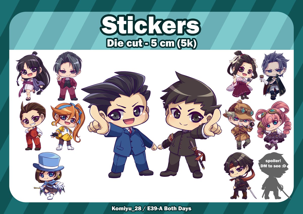 komiyu_28's tweet photo. New Merch includes:
- Ace Attorney
- Apex Legends
- Dekoboko Majo no Oyako Jijou
- Mairimashita Iruma-kun!
- Holostars EN Armis

#cf17 #comifuro17catalogue #cf17catalogue https://t.co/WblJZnEDnx