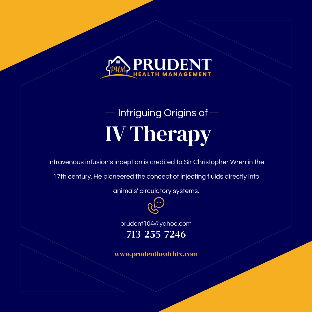 PrudentHMgmt's tweet photo. Wren's early experiments marked the beginning, but countless physicians and scientists in subsequent centuries furthered IV therapy by testing different techniques and materials to enhance its effectiveness.

#HoustonTX #HomeHealthCare #IVTherapy https://t.co/cCdA5JBEt8