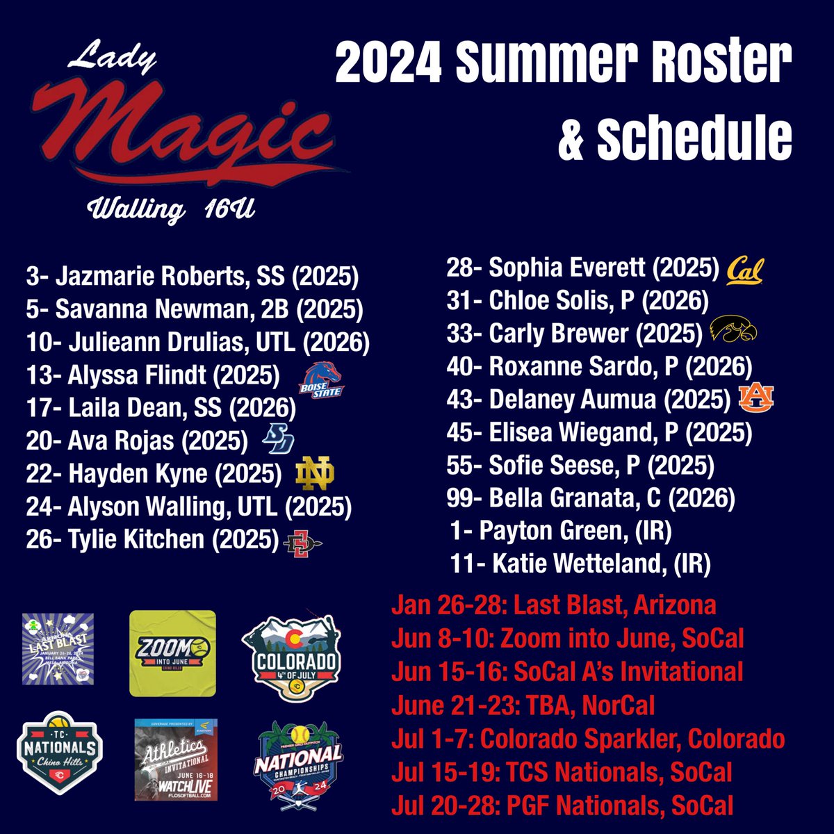 We are excited to announce our 2024 Summer roster.