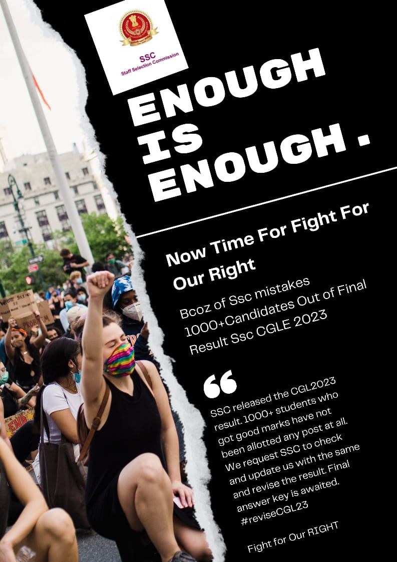 RYPofficial's tweet image. SSC, Students के साथ ऐसे कैसे कर सकती है?
ये लड़ाई सिर्फ SSC के STUDENTS की नहीं हैं,,,,ये सभी उन छात्रों की है जो अपने जीवन में एक छोटी सी नौकरी पाने के लिए संघर्ष कर रहे हैं।।
#cgl2023_fresh_answerkey