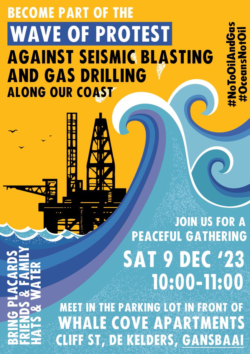 wsprojects's tweet photo. Join the gathering nearest to you to show your support!
It’s time to stand together against the exploitation of our oceans! Without Blue there is no Green! 🌍💙🌊
#seismicsurvey #southafrica #oceansnotoil #saveourseas #totalecocide https://t.co/YrBp2mpVNW