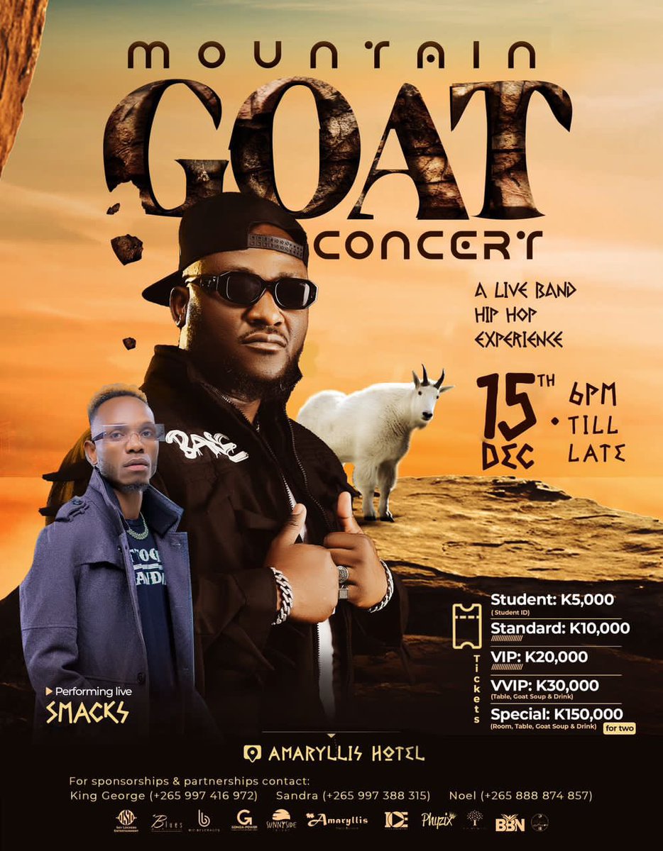 ElzJoel's tweet image. MOUNTAIN GOAT CONCERT!

The line up is giving….........

#MountainGoat