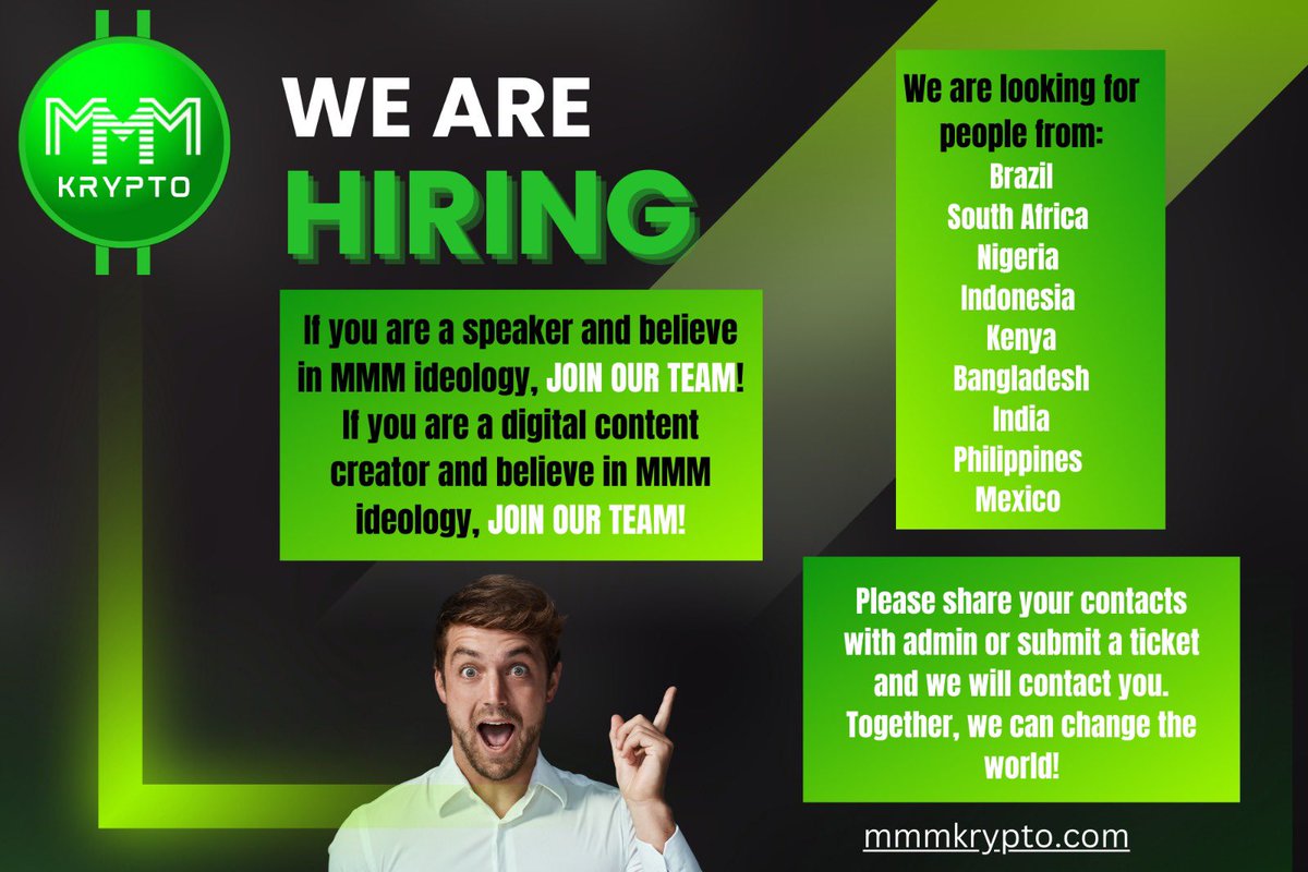 mmmkrypto's tweet photo. Join Our Team! #MMMKRYPTO #MMM #MMMISBACK
https://t.co/cDcfLucHHQ https://t.co/McqYCLjTiY