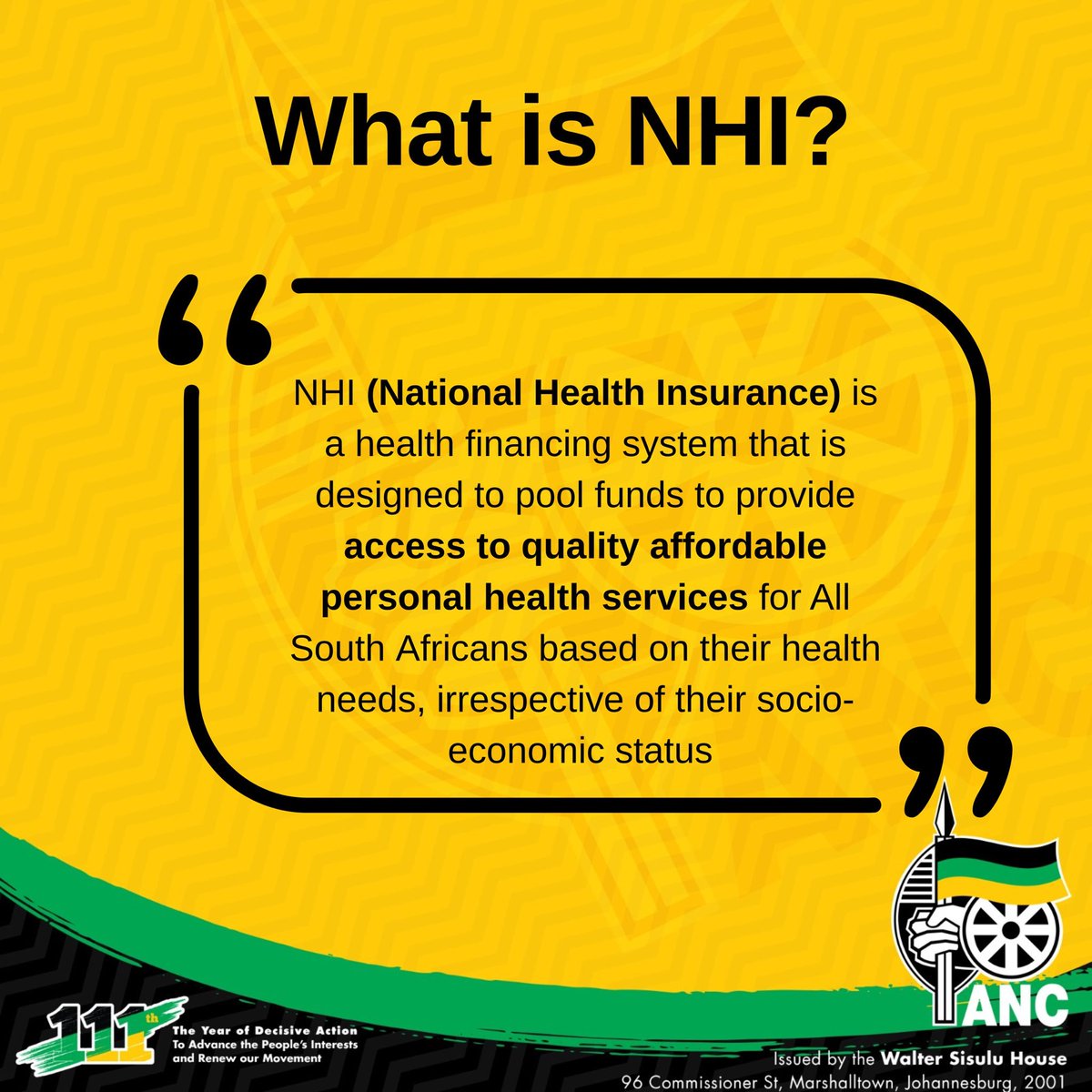 Imagine <a href="/MYANC/">ANC - African National Congress</a> simply ensured our government hospitals were equipped to be these "quality, affordable personal health services" they're selling us.

It's absolutely shameful that they continuously cover their corrupt tracks by introducing things that our failing economy will