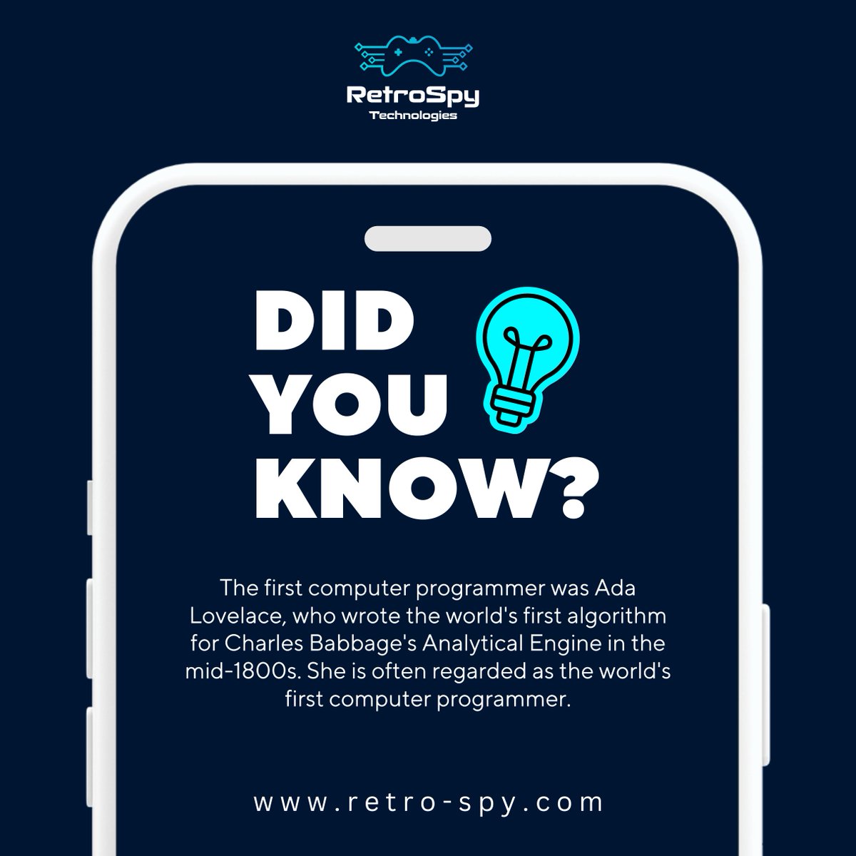 RetroSpyDisplay's tweet image. The trailblazer Ada Lovelace wrote history in the mid-1800s as the FIRST computer programmer! 🖥️👩‍💻 She crafted the world&apos;s inaugural algorithm for Charles Babbage&apos;s Analytical Engine.
.
.
Visit our website: 👉 @ retro-spy.com
.
.
#technologylover #inputDisplay