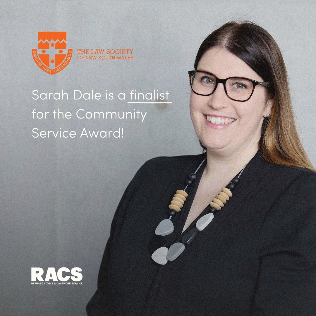 👏 Good luck to our Principal Solicitor & Centre Director, @SarahRACS at the @LawSocietyNSW Member Awards tonight - we couldn't think of anyone more deserving! #lawyers #auslaw