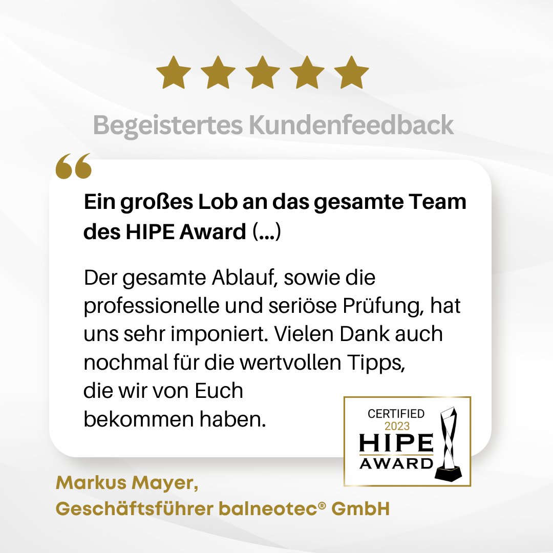 Jede einzelne positive Bewertung ist für uns ein Extra-Boost, der unsere Leidenschaft noch stärker wachsen lässt! ⭐️⭐️⭐️⭐️⭐️ #hipeaward #hipeawardseriös