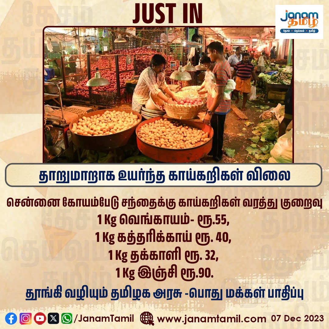 தாறுமாறாக உயர்ந்த காய்கறிகள் விலை

#koimbedu #vegetablemarket #chennaifloods2023 #janamtamil