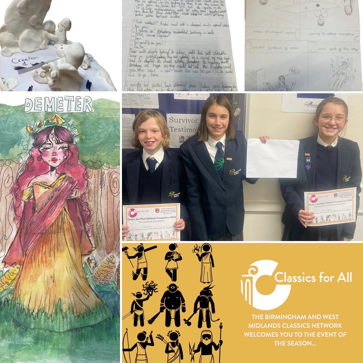BHallAcademy's tweet photo. We are very proud of all of our students who entered the @WMidClassicsHub Ovid competition, with a number of our students placing 1st, 2nd and 3rd. Thank you to the network for hosting such a wonderful prize giving ceremony too! #classicseducation #extracurricularopportunities https://t.co/rGdw0MoHwB