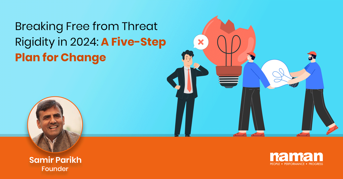 NamanHR's tweet photo. #Threatrigidity: where organizations perceive change as a threat to old practices. While effective previously, excelling in 2024 requires #adaptation. Explore @SamirParikhHR's blog to identify its signs &amp; a 5-step #change plan for an #innovative approach: https://t.co/6dgQaCzj6s https://t.co/GaB1o8UFVQ
