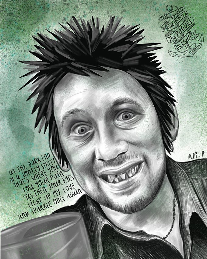 Had to share this portrait of Shane MacGowan as part of @BBC6Music & @maryannehobbs feature Art is Everywhere. A true poet and punk rock icon ☘️ There’ll never be another like him! #6musicart