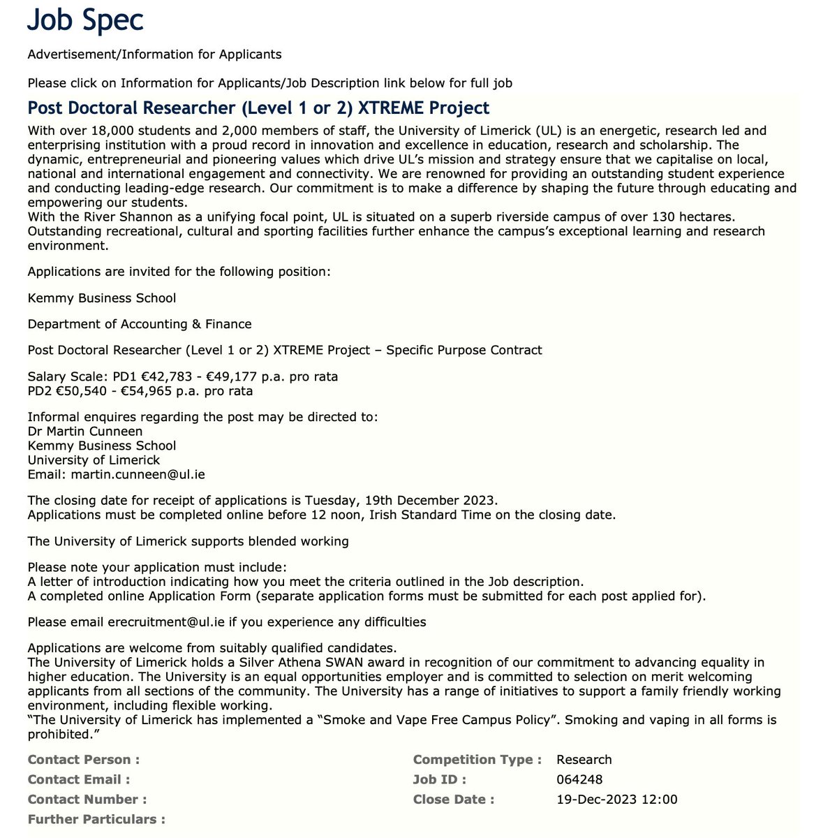 A great opportunity to join an exciting group <a href="/UL/">University Of Limerick</a>.  It is a 3 yr Postdoc on a Horizon funded project called XTREME. A cross-discipline research opportunity combining Mixed-reality, Metaverse, Music, Art and AI/Data Governance/ethics. <a href="/LeroCentre/">Lero</a> #softwareforabetterworld