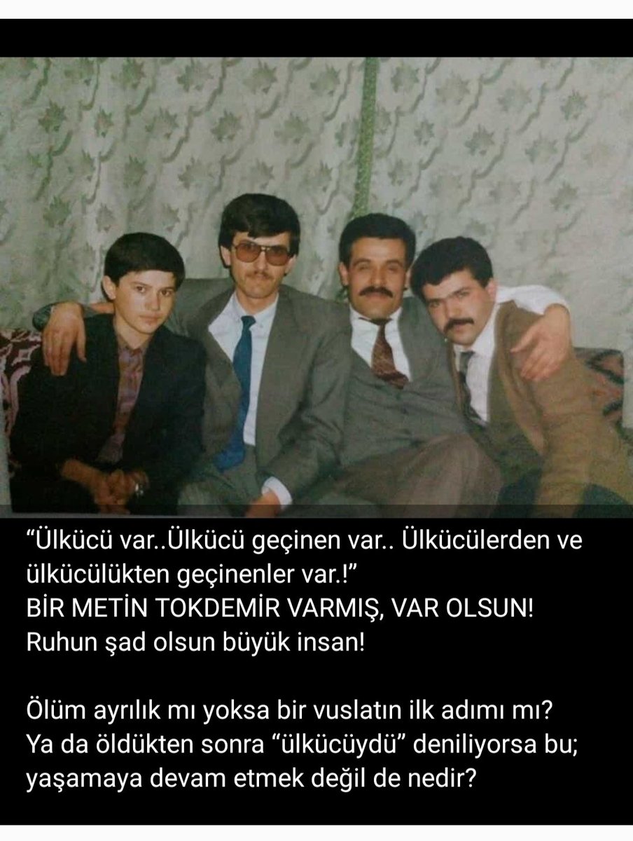 "Ülkücü Hareket; Türk’ün iman ve ahlakının, kültürün, irfanın, dilinin ve vatanın bekçileri , milis güçleri olarak, karısından kızına kadar Emperyalizmin her türlüsüne karşı adeta Türklüğün varoluş kavgasını vermiştir!"