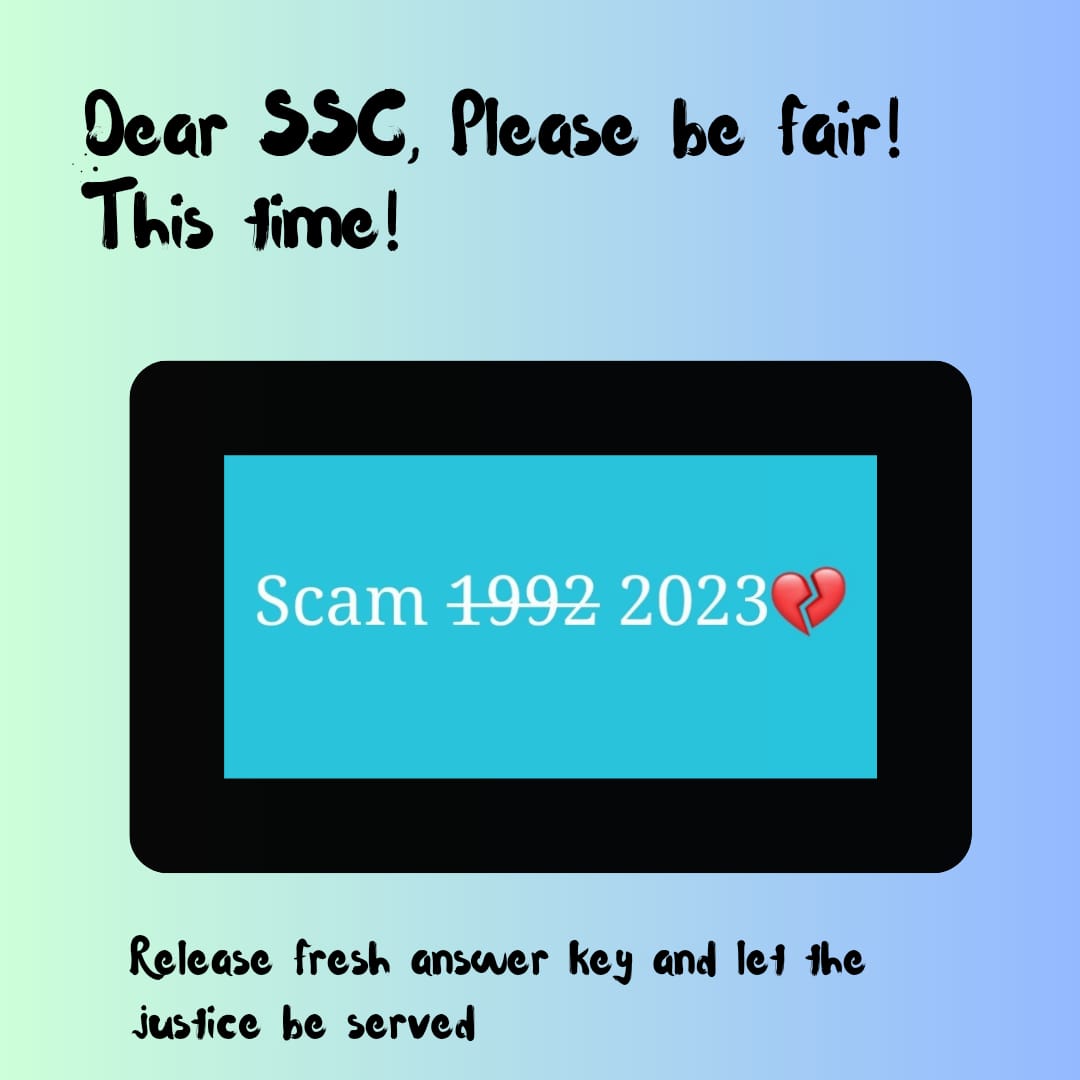 AyushKu26407313's tweet photo. Hello SSC please give the final ans Key of CGL 23 as soon as possible. Don't  play with the career of the students who have been working day and night to secure a job. Inspite of getting  an Outstanding score, the students are not in the merit list.  
#cgl2023_fresh_answerkey https://t.co/JBzUYfjW7r