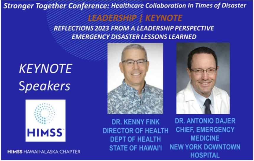 Don't forget to join us!  We have an amazing keynote lined up.  Dr. Antonio Dajer, Chief Emergency Medicine Physician will share lessons learned responding to 9/11 disaster victims at Ground Zero.  Event made possible at no cost thanks to our sponsors! tinyurl.com/HIMSS-HI-AK-Ev…