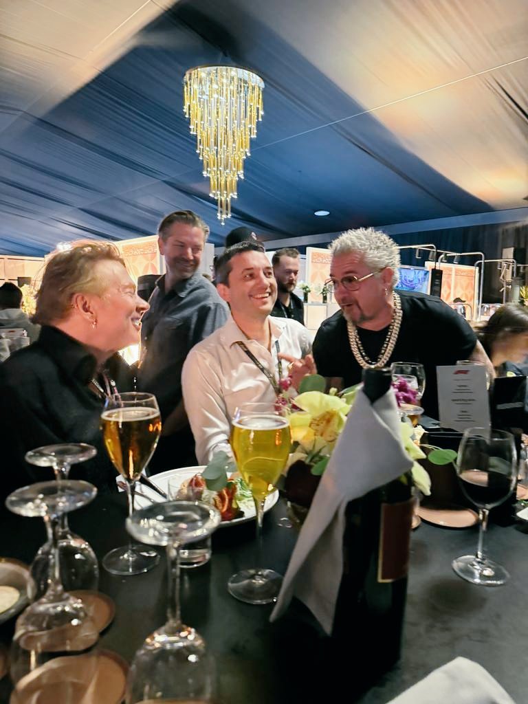 Vegas Grand Prix memory! This pic describing our feelings - lots of fun and laughing with <a href="/axlrose/">Axl Rose</a>, chef Nobu and the whole Nobu team, <a href="/GuyFieri/">Mayor Guy Fieri</a> and the others! See you in Bahrein for the <a href="/F1/">Formula 1</a> 2024 start :)! Now it's time for Holidays with the family! 🏁🏁🏁