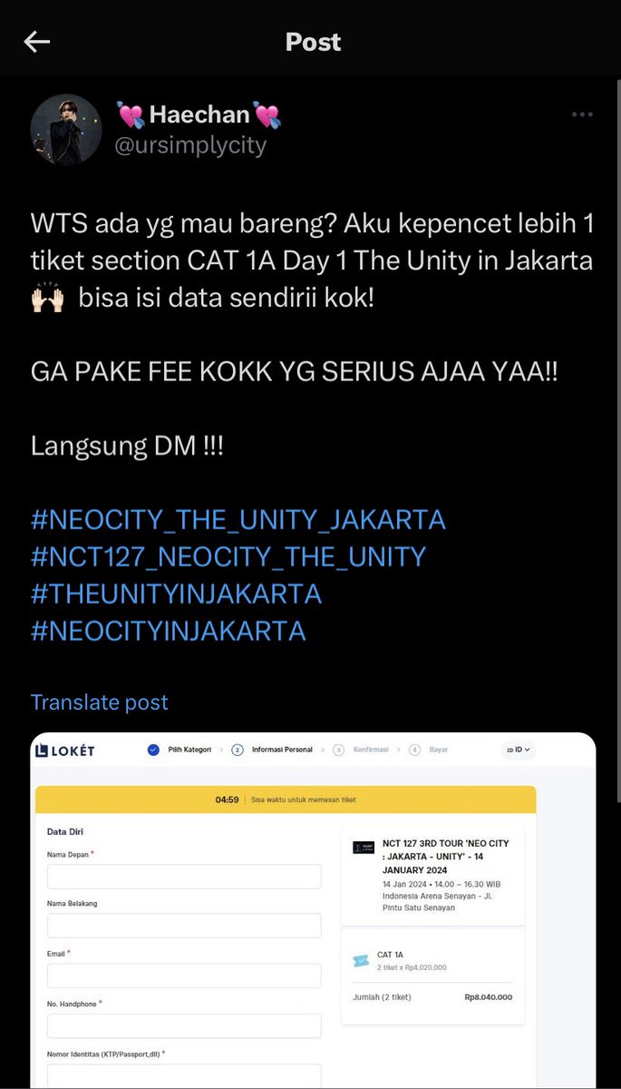 jastipinbrodi's tweet image. ‼️SCAMMER WTS TIKET NCT 127 THE UNITY IN JAKARTA‼️

@jaesupplies @ursimplycity @offyoufit SCAM PLZ NO INTERACT GES PLZ

wts tiket the unity cat 1 scam

#NEOCITY_THE_UNITY_JAKARTA #NCT127_NEOCITY_THE_UNITY #THEUNITYINJAKARTA #NEOCITYINJAKARTA #zonauangᅠ