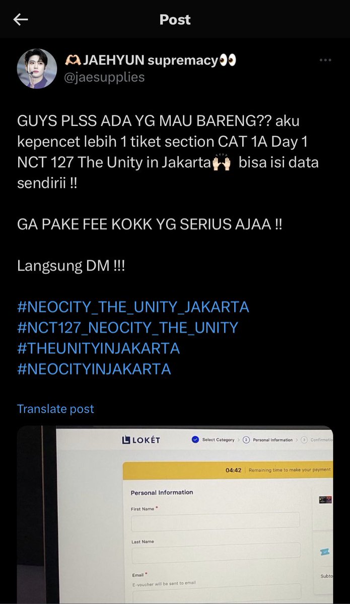 jastipinbrodi's tweet image. ‼️SCAMMER WTS TIKET NCT 127 THE UNITY IN JAKARTA‼️

@jaesupplies @ursimplycity @offyoufit SCAM PLZ NO INTERACT GES PLZ

wts tiket the unity cat 1 scam

#NEOCITY_THE_UNITY_JAKARTA #NCT127_NEOCITY_THE_UNITY #THEUNITYINJAKARTA #NEOCITYINJAKARTA #zonauangᅠ