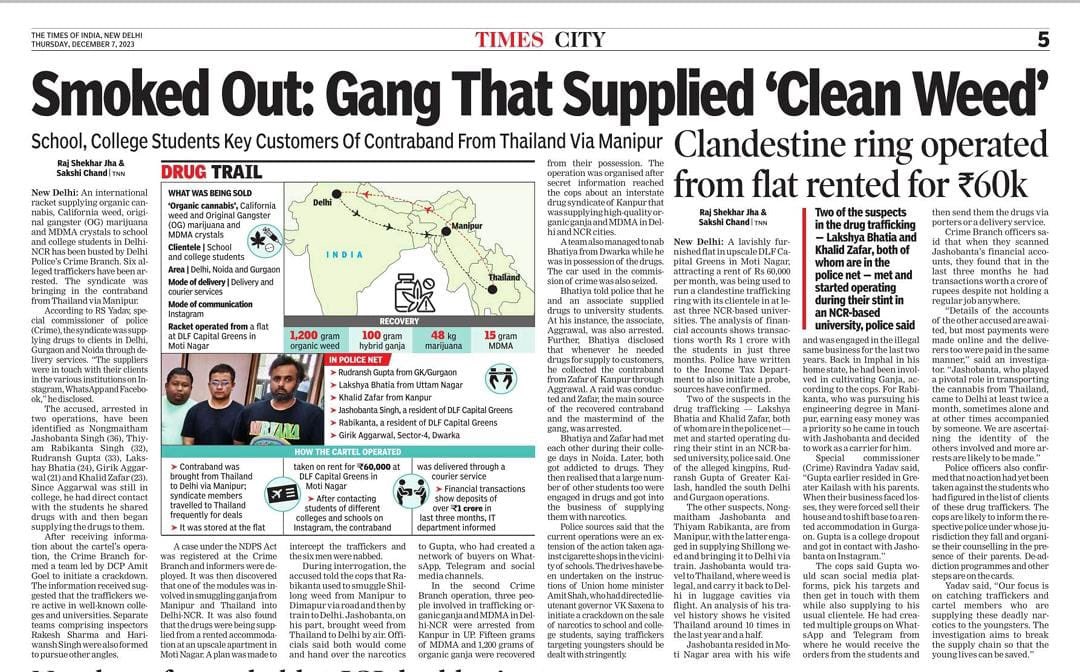 Nongmaitham Jashobanta Singh, brought weed from Thailand to Delhi by air.

Just wanna to know who is the drug Kingpin in Manipur who have a free pass them to Int. border ? 

timesofindia.indiatimes.com/city/delhi/smo…

#Manipur