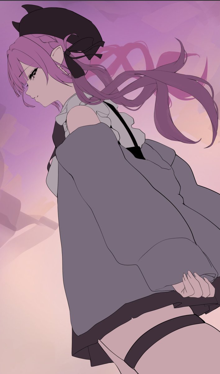 tokoyami towa ,tokoyami towa (jirai kei) 1girl solo hat jirai kei long hair skirt purple hair  illustration images