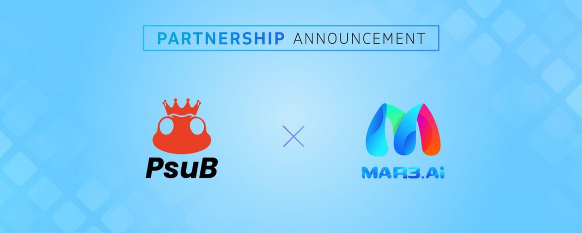 👏 We are excited to announce our new #partnership with 
<a href="/Mar3_AI/">Mar3 AI The 1st AI Marketing Platform for Creator</a>

ABOUT PSUB- The PsuB project introduces a pay system that can be safely utilized at a fixed price in the real economy based on multiple blockchains, and at the same time builds an integrated PsuB Metaform¹ that