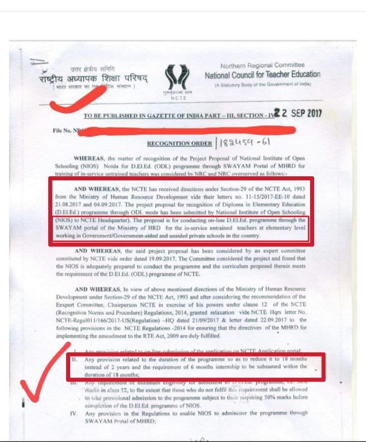 yadavmaheshlic's tweet photo. #Gazette_For_Nios_Deled
(NIOS D.EL.ED कोर्स) MHRD,NCTE,IITIAN और मोदी जी
के द्वारा विशेष प्रावधान के द्वारा कराया गया ये कोर्स INSERVICE (PRIVATE+GOVERNMENT)
दोनों के लिए तो invalid कैसे? 
@LiveLawIndia
@narendramodi
@EduMinofindia
@ncteDelhi 
@dpradhanbjp 
@NandanBohara13 https://t.co/T4RVhpTacQ