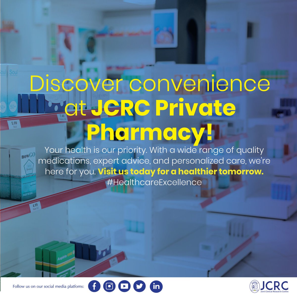 Experience excellence in healthcare at JCRC Private Pharmacy. Our dedicated team ensures your well-being with a comprehensive range of high-quality medications and personalized service. Trust us for all your health needs. Your wellness is our commitment. #JCRCAt30