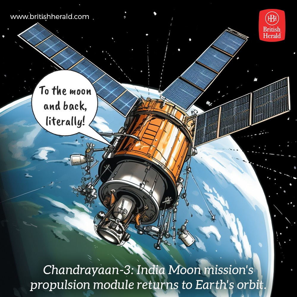 BritishHeraldUK's tweet photo. #bhcomics
The Indian Space Research Organisation (ISRO) announced on December 4, 2023 that the propulsion module (PM) for the Chandrayaan-3 mission is now in a high orbit around Earth. The PM was originally intended for lunar operations
#BritishHerald #ISRO #Chandrayaan3 #chandrayaanmisson3 #lunar #lunaroperation #trending #Cartoon #memes #comics #WorldNews @isro