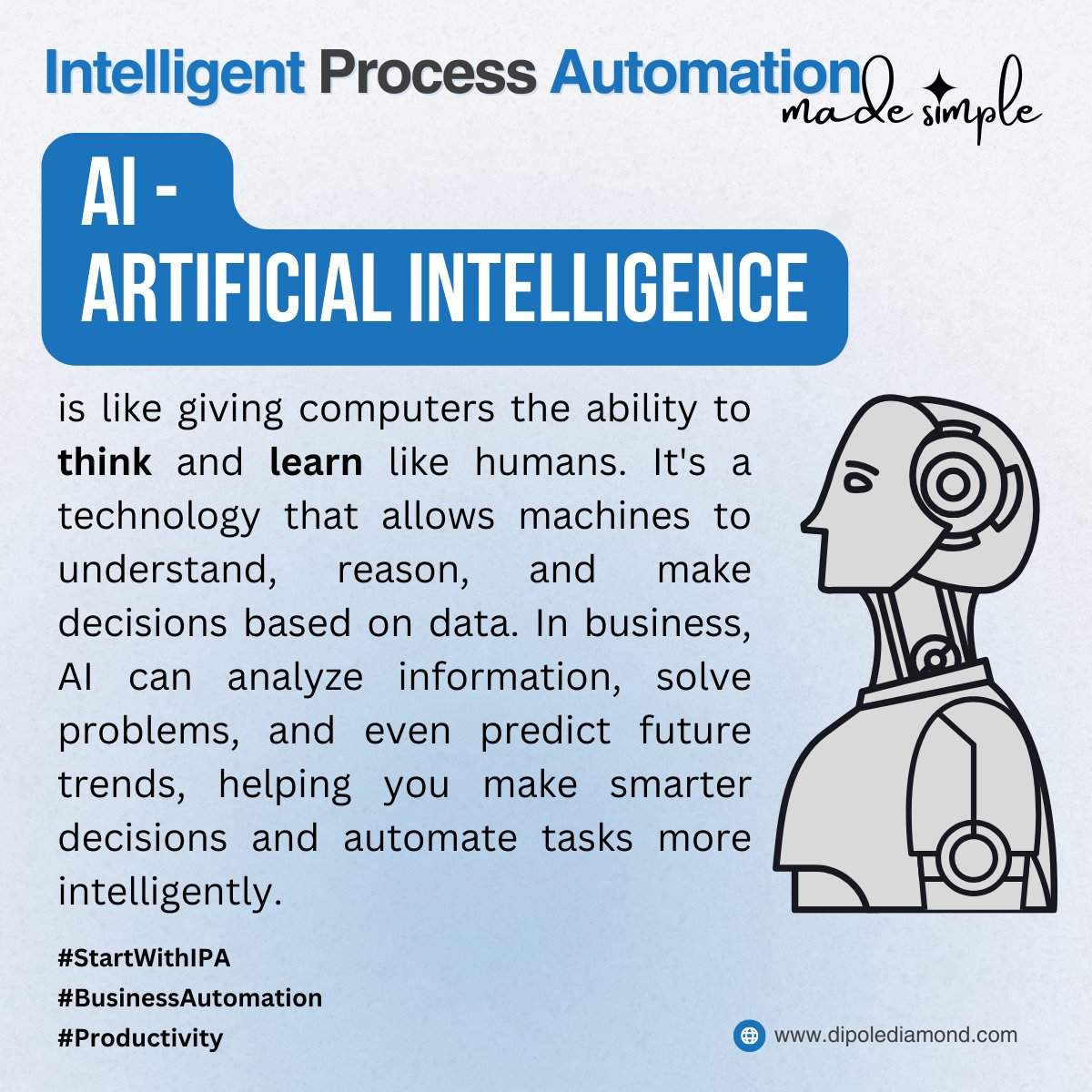dipoleDIAMOND's tweet photo. AI is like giving computers the ability to think and learn like humans. It's a technology that allows machines to understand, reason, and make decisions based on data. It can analyze information, solve problems, and even predict future trends, helping you make smarter decisions. https://t.co/GFXkVtsksP