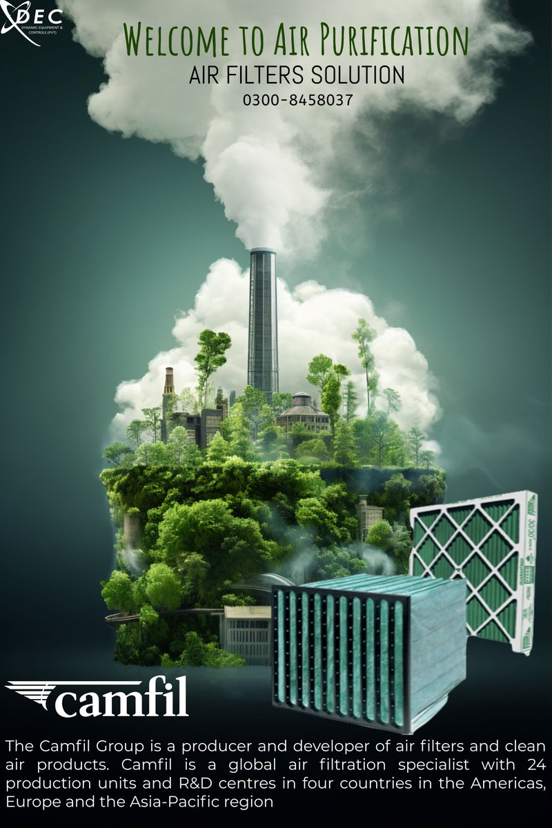 DynamicGroup9's tweet photo. Camfil Air Filters Call now at 0300-8458037 or send an email at cc@dec.com.pk

#DEC #Airfilter #purification #smog #air #Camfil #HVAC #filters #everyone #followers #Twitter #lahore #karachi #islamabad #Pakistan https://t.co/oGai4zMlQI