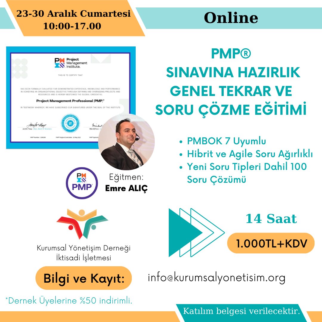 📢 23 ve 30 Aralık günleri Kurumsal Yönetişim Derneği bünyesinde yapacağımız bu özel online eğitime kaydolmak için info@kurumsalyonetisim.org adresimize mail gönderebilirsiniz.