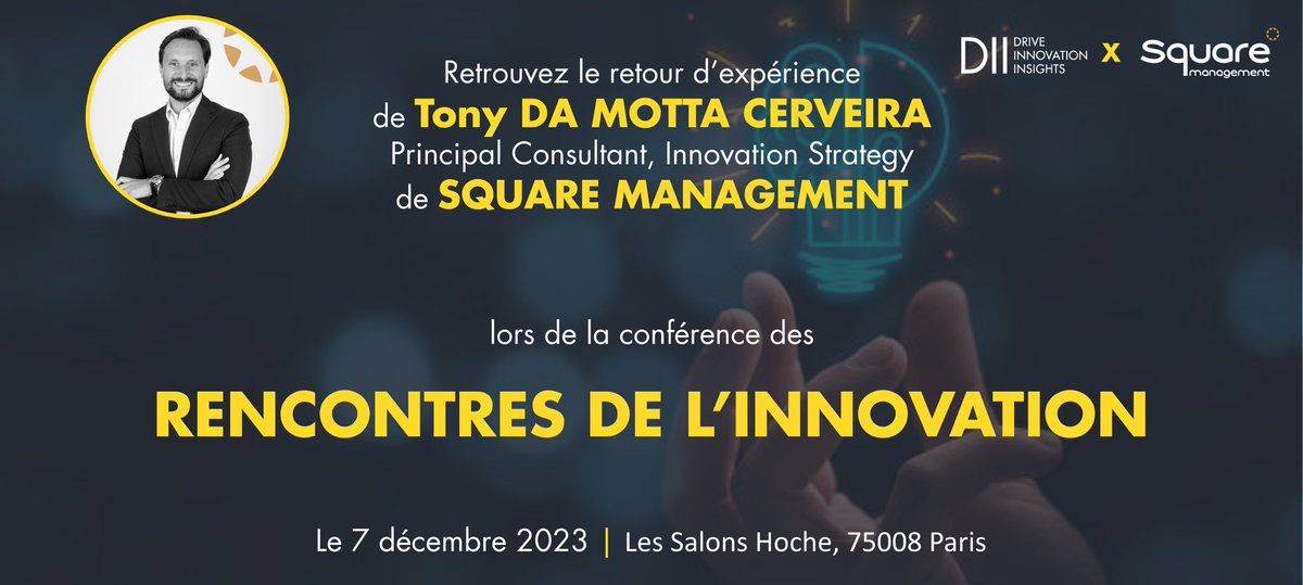 J’interviens ce matin aux Rencontres de l’Innovation DII - Drive Innovation Insights 

Une belle opportunité d’y présenter un cas d’Innovation responsable et notre savoir-faire chez Square Management en matière de #CKTheory