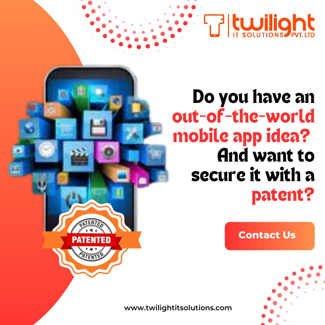 Got a groundbreaking mobile app idea that's out of this world? Secure it with a patent!
Your innovation deserves protection! 
Let's turn your vision into a legally safeguarded reality. 
#InnovationProtection #MobileAppIdeas #PatentYourDreams #TwilightITSolution