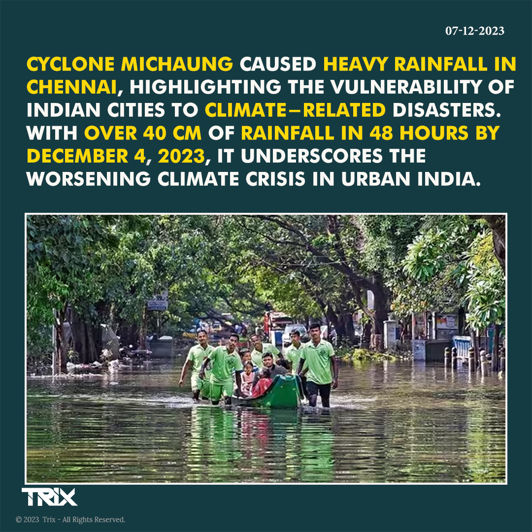 'Chennai Rainfall Highlights Climate Vulnerability in Indian Cities'
 #ChennaiRainfall #ClimateCrisis #UrbanIndia #CycloneMichaung #ExtremeWeather #ClimateAdaptation #DisasterResilience #ClimateAction #ChennaiFloods #EnvironmentalConcerns
#trixindia