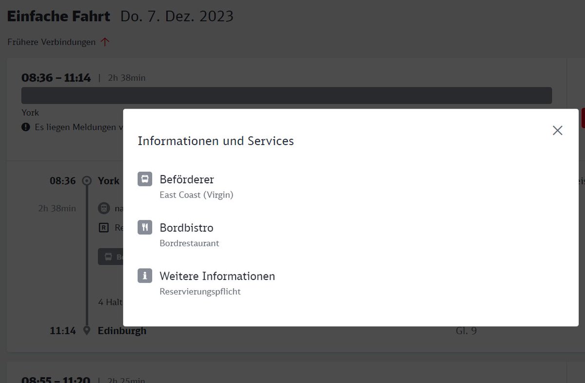 Hallo <a href="/DB_Bahn/">Deutsche Bahn Personenverkehr</a> ,
Warum sagt Ihre Website "Beförderer: East Coast (Virgin)" für York - Edinburgh? East Coast Trains ist schon seit 2018 von LNER, nicht von Virgin Trains.