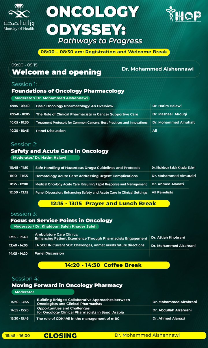 IHOPsa's tweet photo. ياصيادلة!  📢

مرفق لكم الأجندة العلمية لمؤتمر آيهوب للرعاية الصيدلانية بعنوان

Oncology Odyssey: Pathways to Progress

نتطلع لرؤيتكم صباح يوم السبت! ✨ https://t.co/VdhUB1L1M3