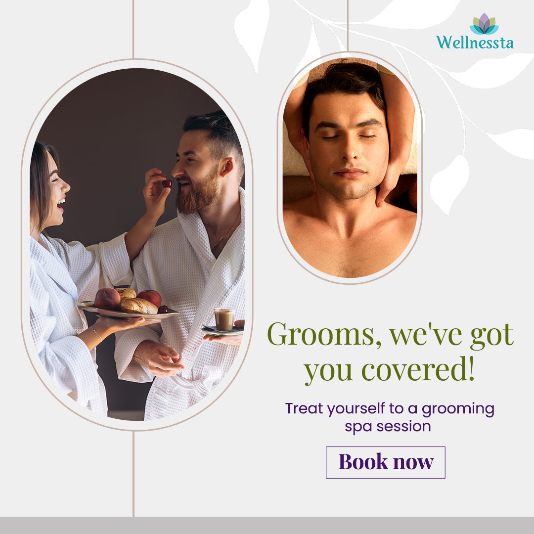 Grooms, it's your time to shine! 💫 Indulge in a grooming spa session tailored just for you. #wellnessta #mumbai #salon #parlor #offer #offeralert #offeroftheday #offerprice #discounted #discountoffer #discountcodes #couponcode #wedding #weddings #shaadi #shaadiseason #weddingszn