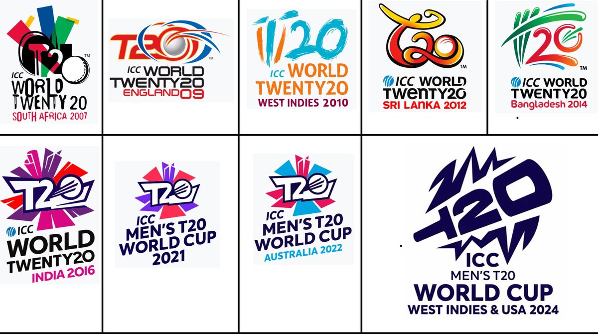 The logos of Men's T20 World Cup from 2007 to 2024.....!!!!!
