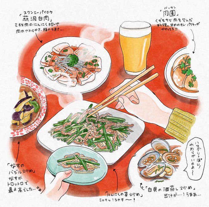 食コラムの挿絵をしてみたいです! イラスト内のお料理は先日東京に行った際に 伺った新橋駅にある「香味」さん。 どれも本当に美味しくて最高でした!! 食べてみたかった「肉圓」も食べることができて嬉しいです すごく美味しかったので二枚も描いちゃったよ・・・!  #私はこんな仕事がしたい