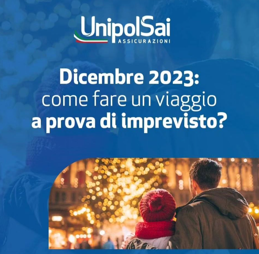 Viaggio in vista? Che sia l'8 dicembre, a Natale o per Capodanno, non farti rovinare le feste dagli imprevisti!
Passa nelle nostre sedi!

#sempreunpassoavanti #unipolsai #gruppounipol