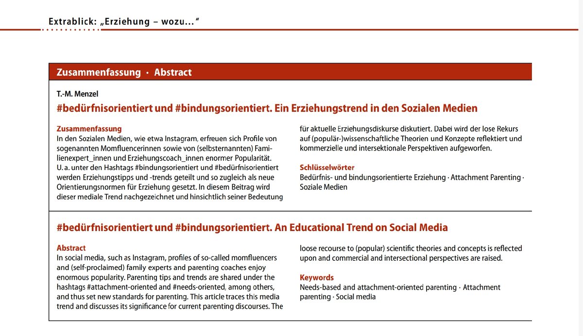 #bedürfnisorientiert und #bindungsorientiert ist in aller Munde, auch in den Sozialen Medien! Ich habe mir den Erziehungstrend auf Instagram genauer angeschaut und für die #SozialExtra dazu einen Artikel geschrieben. Bei Interesse: link.springer.com/article/10.100…