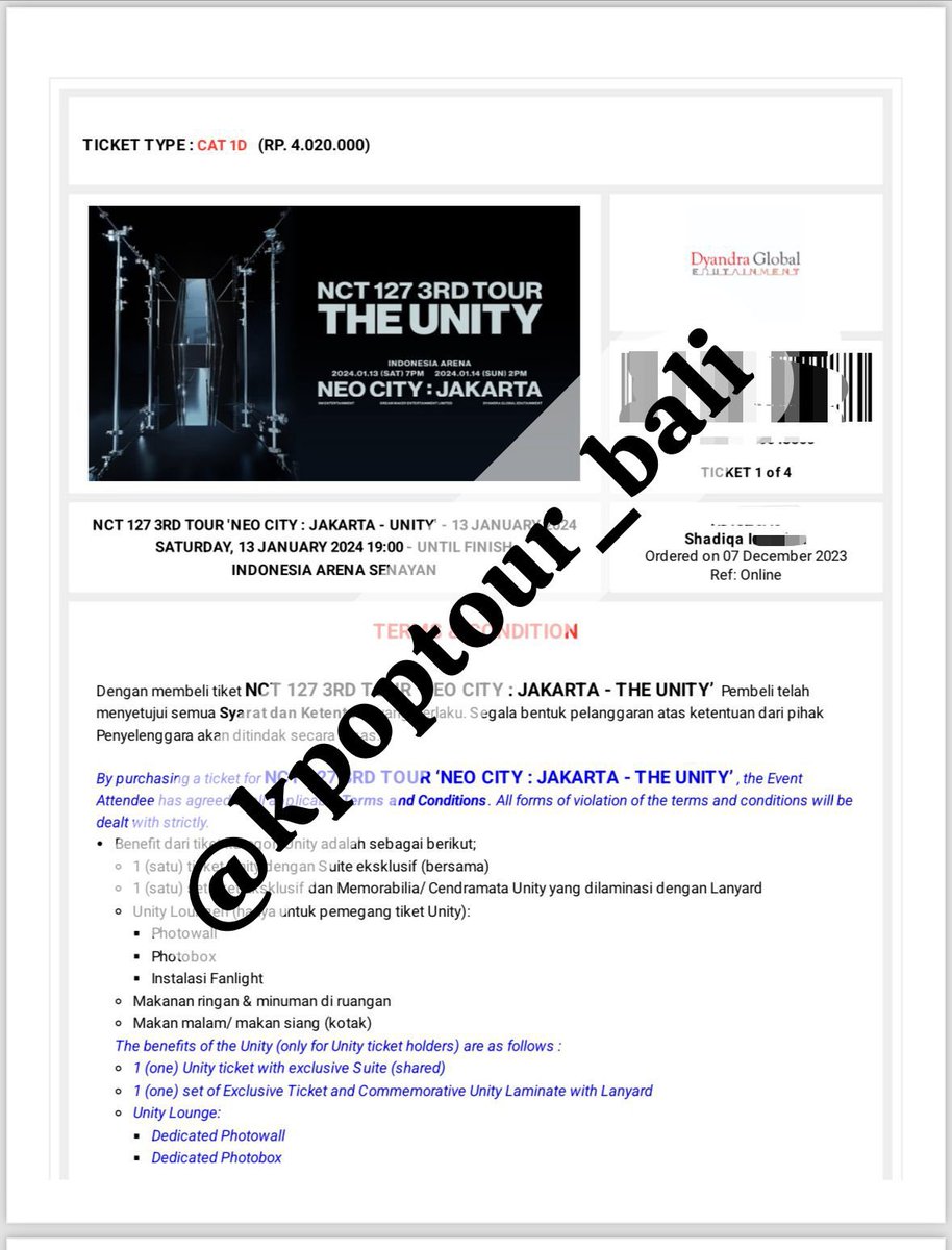 WTS CAT 1D - DAY 1 (NCT 127 - THE UNITY Ready 4 tiket #NCT127 #NCT127_NEOCITY_THE_UNITYinJAKARTA #UNITY
