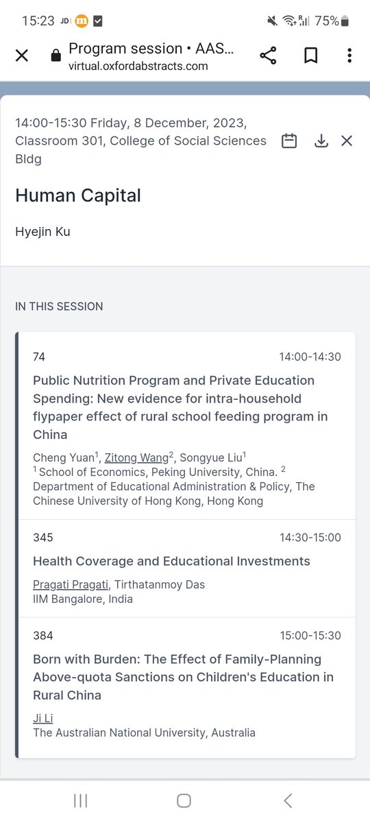 Excited to be at National Taiwan University for #AASLE2023! Join me on 8 Dec for my presentation on 'Health Coverage and Educational Investments' at 2:30PM in Classroom 301. Looking forward to engaging discussions! 

#EconTwitter #AcademicTwitter #PhD #EconJobMarket