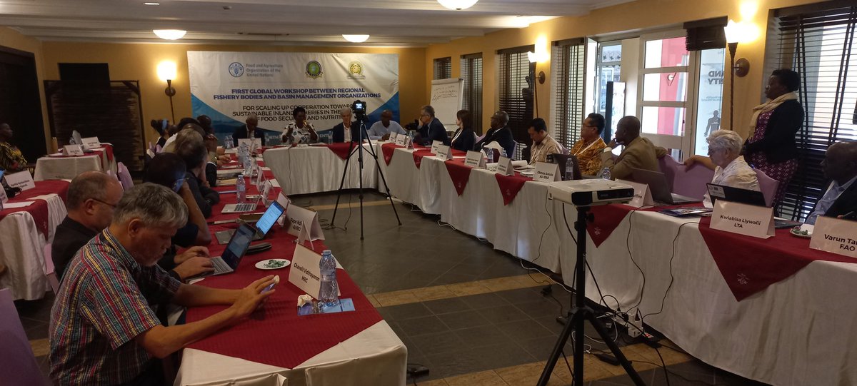 Day 2 @FAO Workshop between regional fisheries bodies and #basin organisations in Entebbe: Hon. @HellenAdoa, Minister of State for Fisheries of Uganda, expresses that #FoodSecurity greatly depends on improvement in the management of #fisheries at #river and #lake basin level!