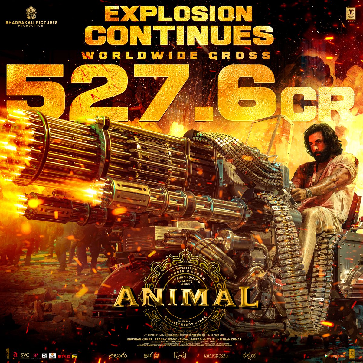 TSeries's tweet photo. . #Animal Explosion Continues 🔥🪓
#AnimalHuntBegins 

#BloodyBlockbusterAnimal 
#AnimalInCinemasNow  #AnimalTheFilm 
#AnimalHuntBegins 

Book Your Tickets 🎟️ 

https://t.co/NPDWdaSynw

#AnimalInCinemasNow  #AnimalTheFilm   
@AnimalTheFilm @AnilKapoor #RanbirKapoor @iamRashmika @thedeol @tripti_dimri23
@imvangasandeep #BhushanKumar @VangaPranay @MuradKhetani #KrishanKumar #BablooPrithiveeraj @anilandbhanu @VangaPictures @Cine1Studios  @tseriessouth @rameemusic @cowvala #ShivChanana @neerajkalyan_24 @supremesundar @sureshsrajan @AAFilmsIndia @SVC_official @NirvanaCinemas @KvnProductions @APIfilms @e4emovies